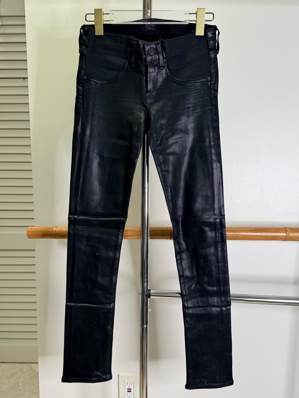 Citizens of Humanity Black Coated Maternity Skinny Jeans 25